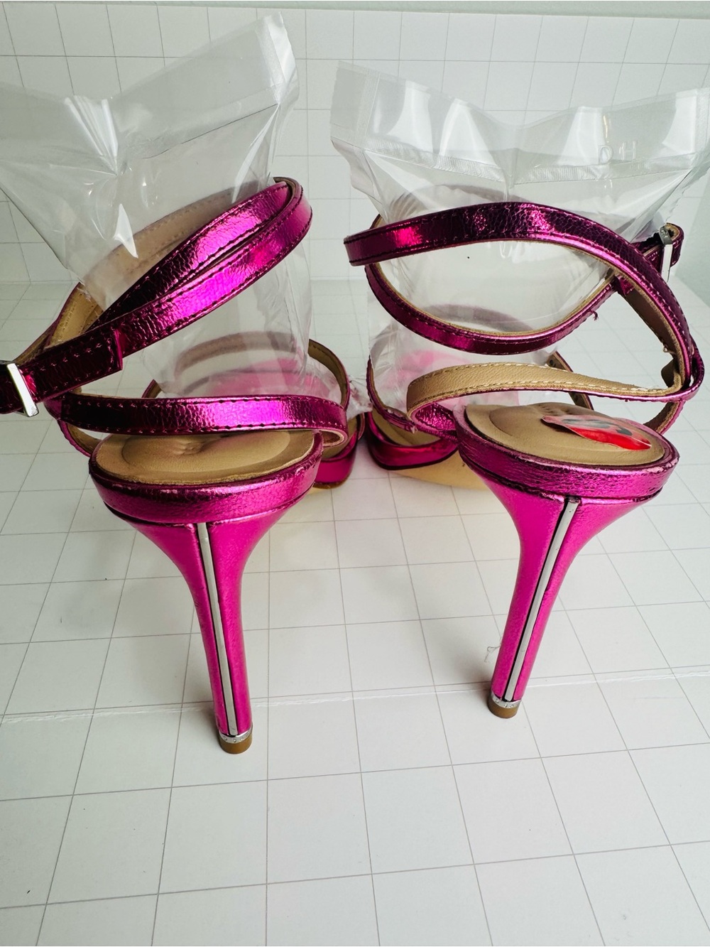 Ted Baker Metallic Fuchsia Strappy Stiletto Sandal - Picture 5 of 10